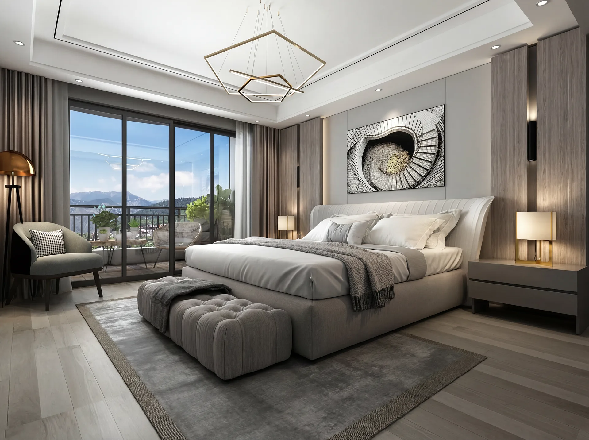 Bedroom Interior — Velvet Brick — Architectural Visualization by AA 3D Studio